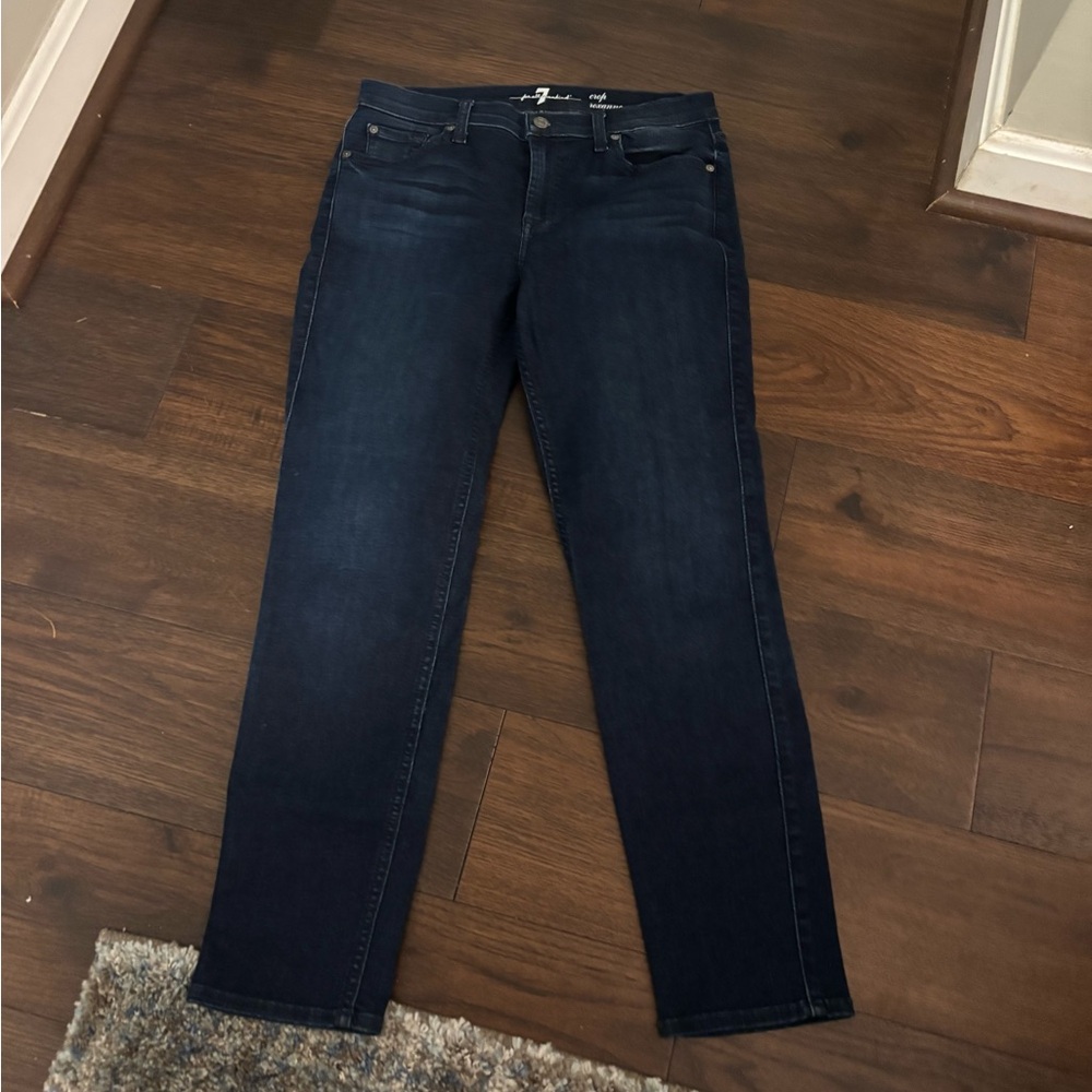 7 For All Mankind Dark Indigo Skinny cropped Jeans